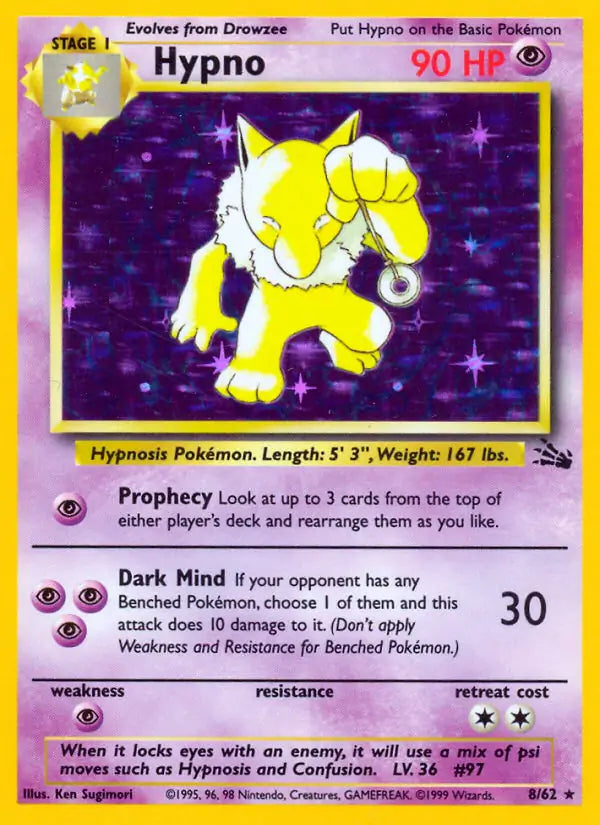 Hypno⁣ - Fossil⁣ (Holo Rare)⁣ [8] English / Light Played / Normal