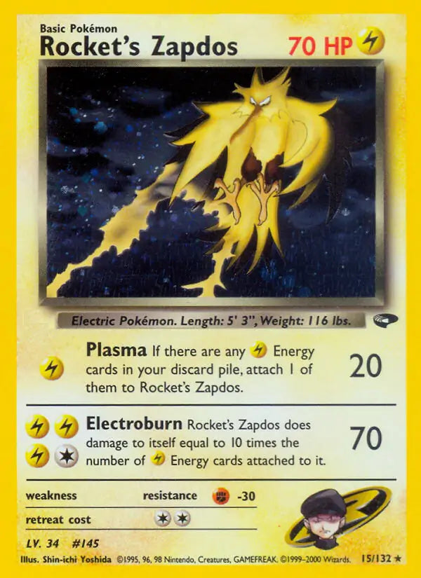 Rocket's Zapdos⁣ - Gym Challenge⁣ (Holo Rare)⁣ [15] English / Light Played / Normal