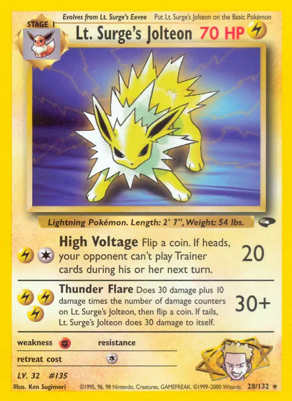 Lt. Surge's Jolteon⁣ - Gym Challenge⁣ (Rare)⁣ [28] English / Near Mint / Normal