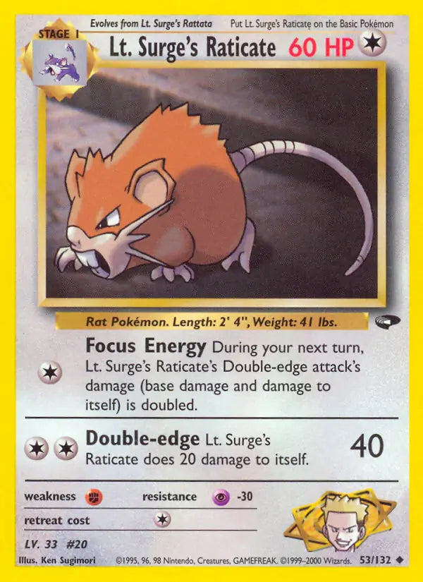 Lt. Surge's Raticate⁣ - Gym Challenge⁣ (Uncommon)⁣ [53] English / Near Mint / Normal