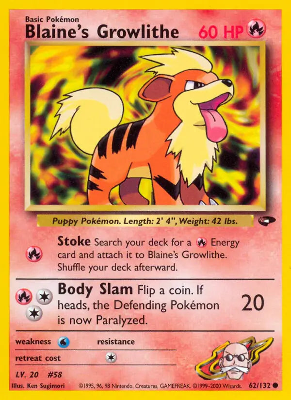 Blaine's Growlithe⁣ - Gym Challenge⁣ (Common)⁣ [62] English / Played / 1st-Edition