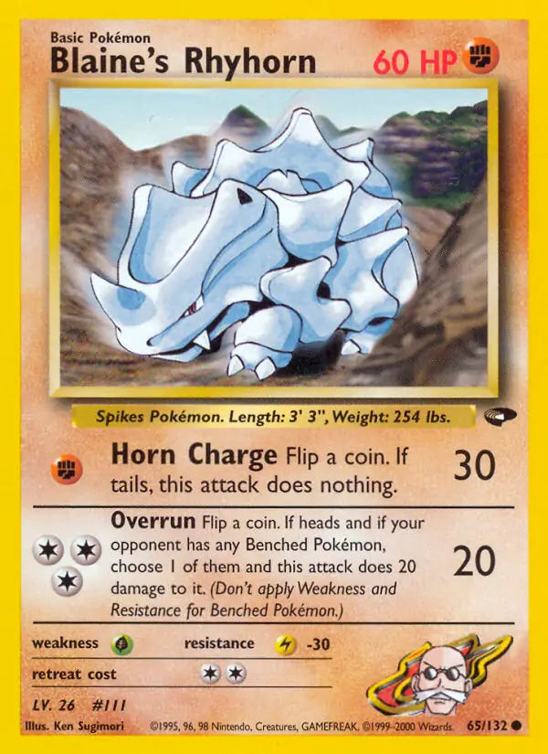 Blaine's Rhyhorn⁣ - Gym Challenge⁣ (Common)⁣ [65] English / Near Mint / 1st-Edition