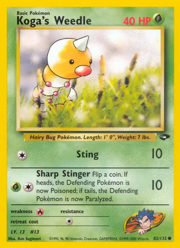 Koga's Weedle⁣ - Gym Challenge⁣ (Common)⁣ [82] English / Near Mint / 1st-Edition