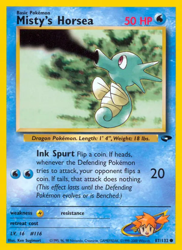 Misty's Horsea⁣ - Gym Challenge⁣ (Common)⁣ [87] English / Near Mint / 1st-Edition