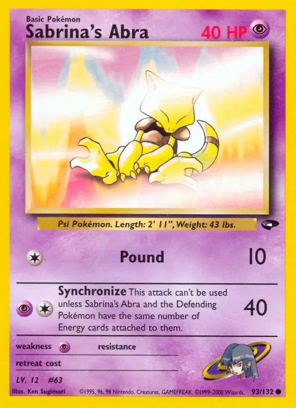 Sabrina's Abra⁣ - Gym Challenge⁣ (Common)⁣ [93] English / Excellent / 1st-Edition