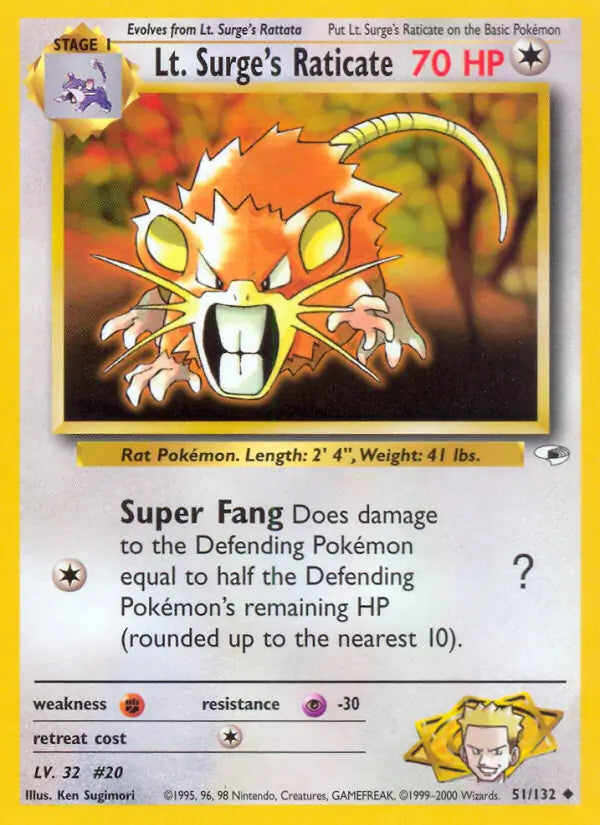 Lt. Surge's Raticate⁣ - Gym Heroes⁣ (Uncommon)⁣ [51] English / Good / Normal