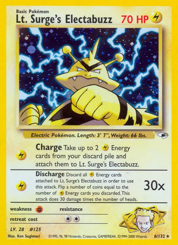 Lt. Surge's Electabuzz - Gym Heroes (Holo Rare) [6] Kortspil