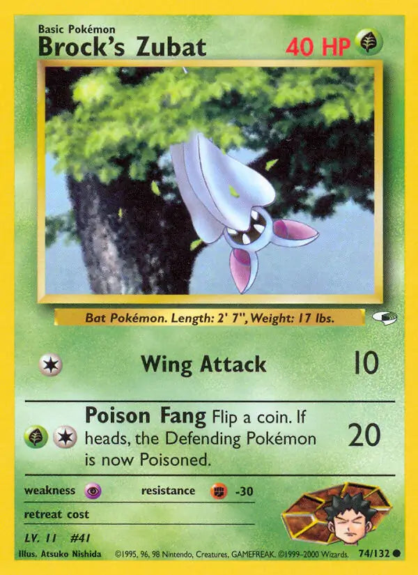 Brock's Zubat⁣ - Gym Heroes⁣ (Common)⁣ [74] English / Near Mint / 1st-Edition