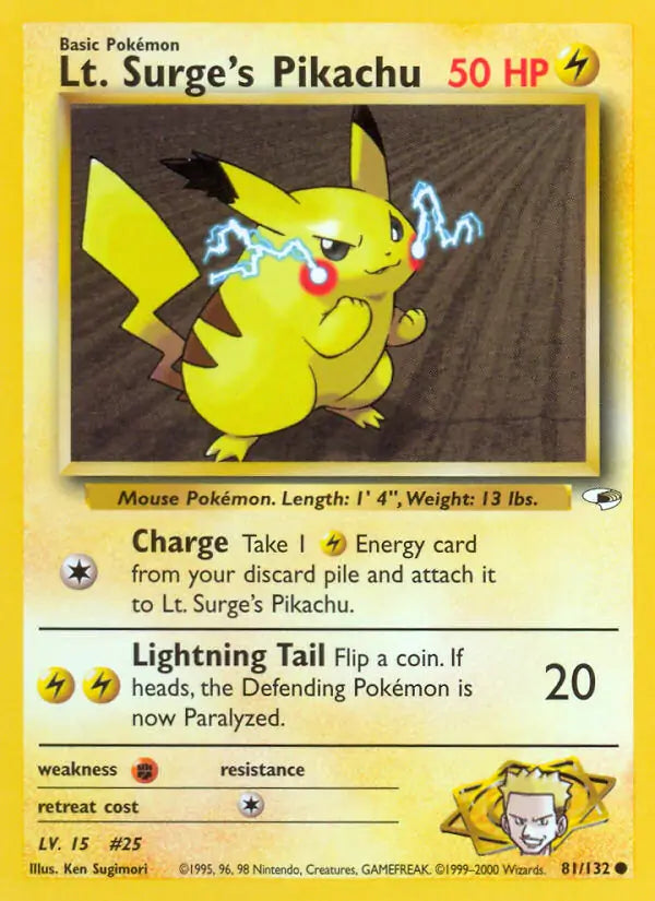 Lt. Surge's Pikachu⁣ - Gym Heroes⁣ (Common)⁣ [81] English / Excellent / 1st-Edition