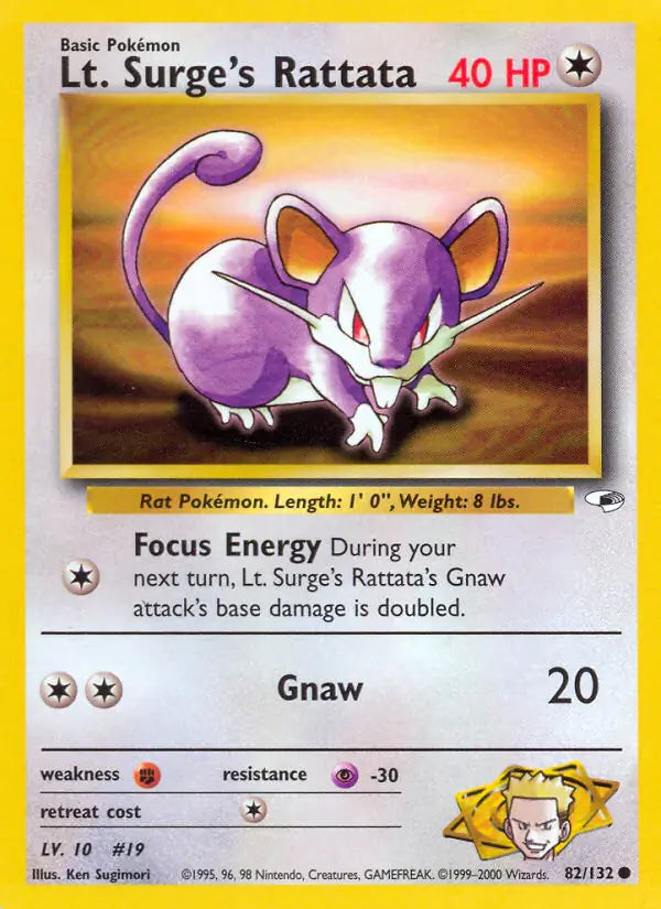 Lt. Surge's Rattata⁣ - Gym Heroes⁣ (Common)⁣ [82] English / Near Mint / 1st-Edition