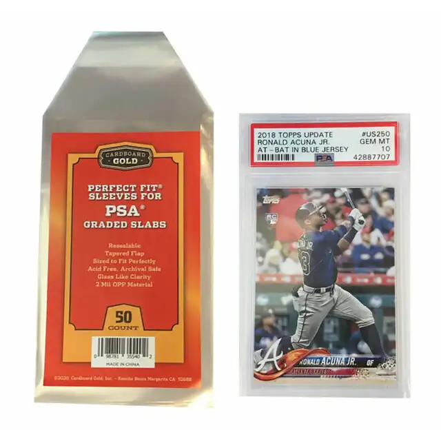 Graded Card PSA Sleeves - Perfect Fit Sealable (50 stk.) Kortspil – tilbehør Cardboard Gold 