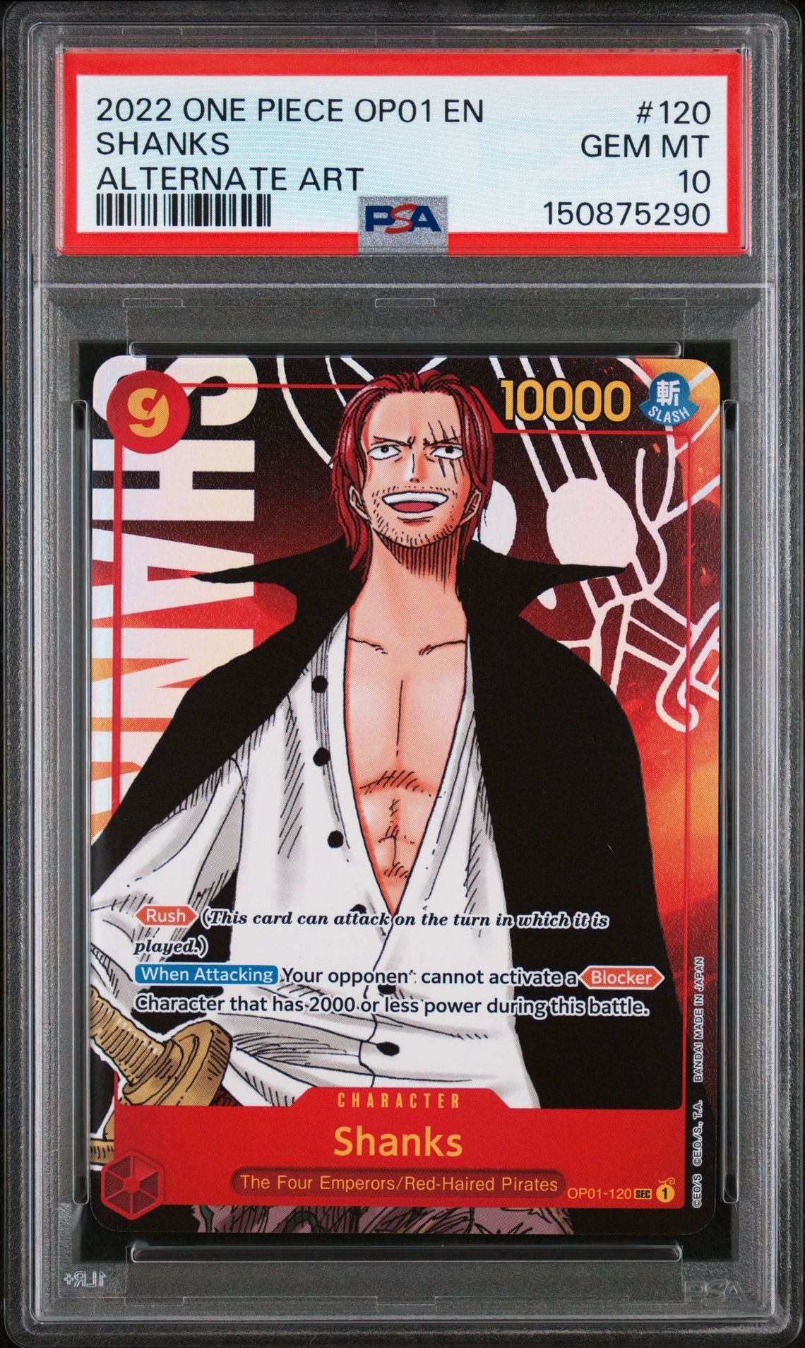Shanks OP01-120 Romance Dawn PSA 10 - forside