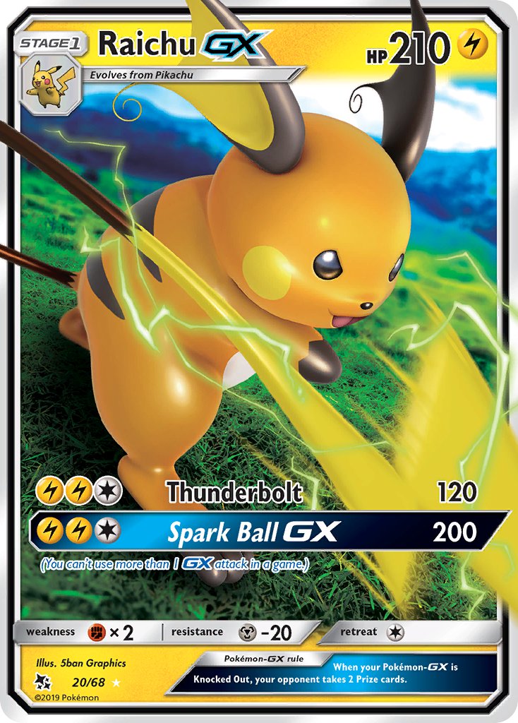 Raichu GX⁣ - Hidden Fates⁣ (Fixed)⁣ [20] English / Near Mint / Normal