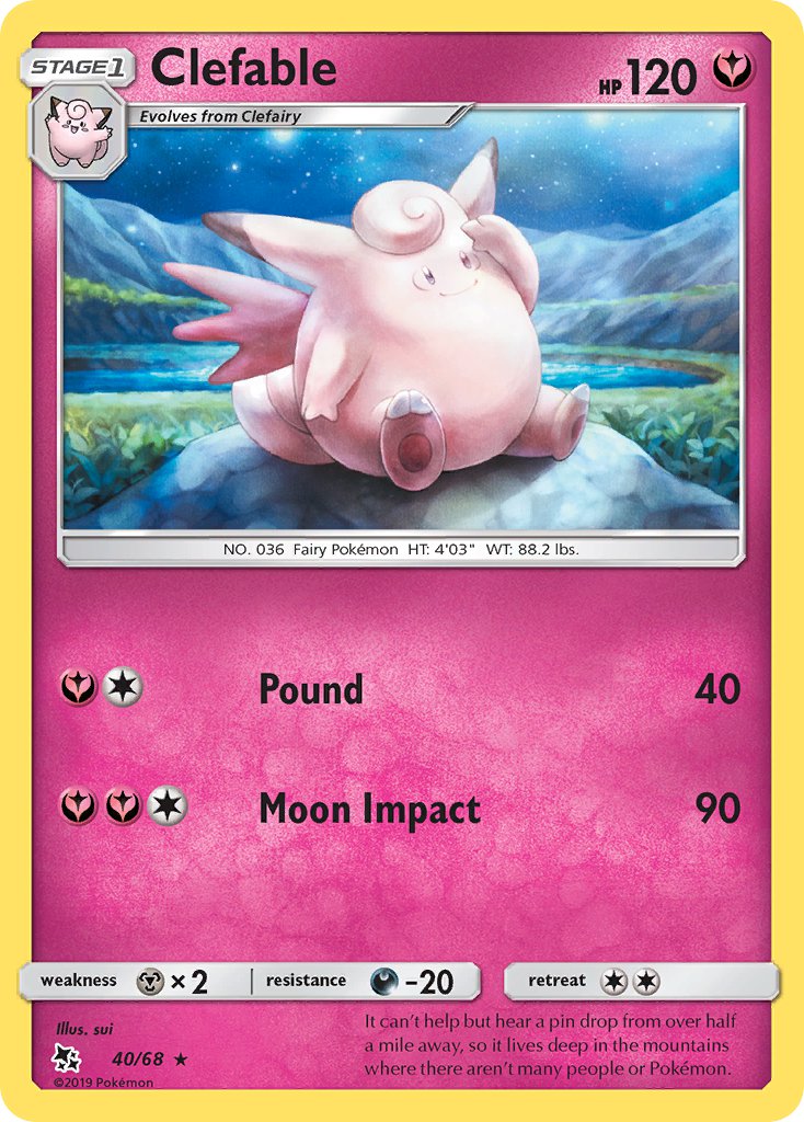 Clefable⁣ - Hidden Fates⁣ (Rare)⁣ [40] English / Near Mint / Reverse-Holo Normal