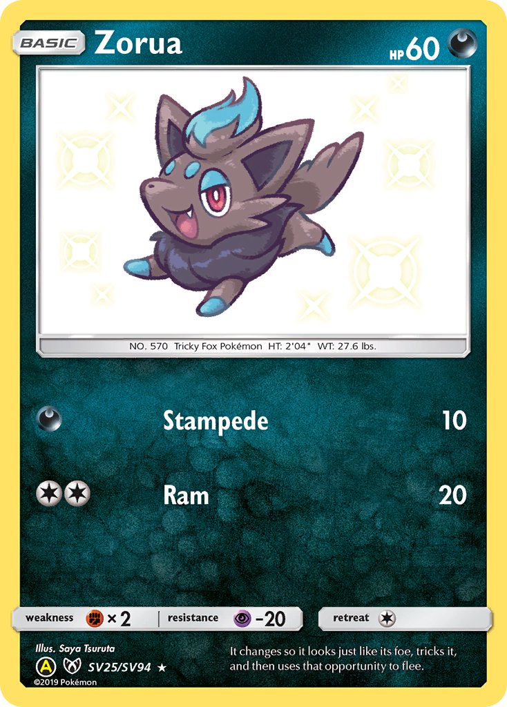 Zorua⁣ - Hidden Fates⁣ (Secret Rare)⁣ [SV25] English / Near Mint / Normal