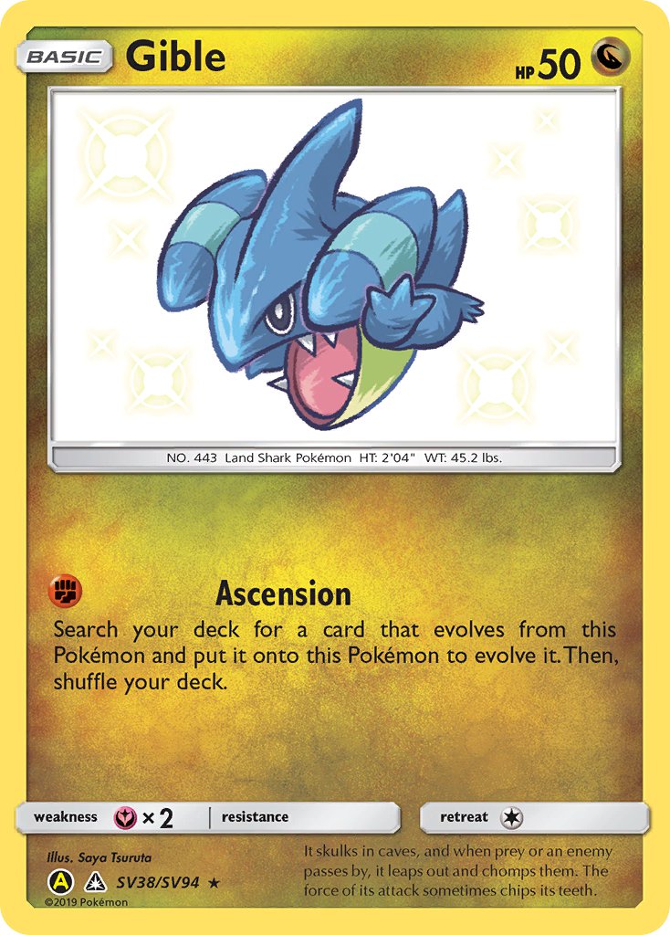 Gible⁣ - Hidden Fates⁣ (Holo Rare)⁣ [SV38] English / Near Mint / Normal