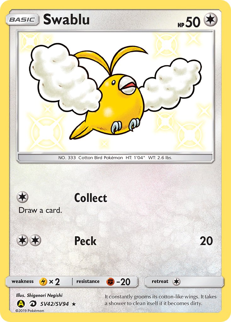 Swablu⁣ - Hidden Fates⁣ (Secret Rare)⁣ [SV42] English / Near Mint / Normal