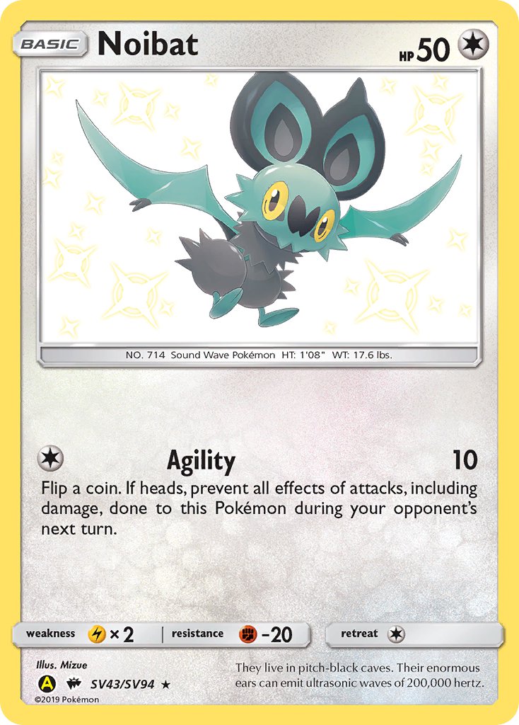 Noibat⁣ - Hidden Fates⁣ (Holo Rare)⁣ [SV43] English / Near Mint / Normal