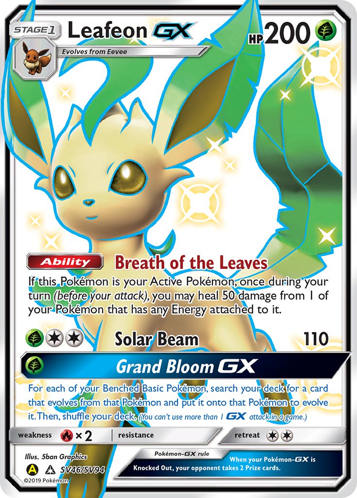 Leafeon GX⁣ - Hidden Fates⁣ (Secret Rare)⁣ [SV46] English / Played / Normal