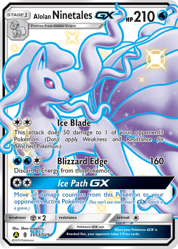 Alolan Ninetales GX⁣ - Hidden Fates⁣ (Ultra Rare)⁣ [SV53] English / Near Mint / Normal