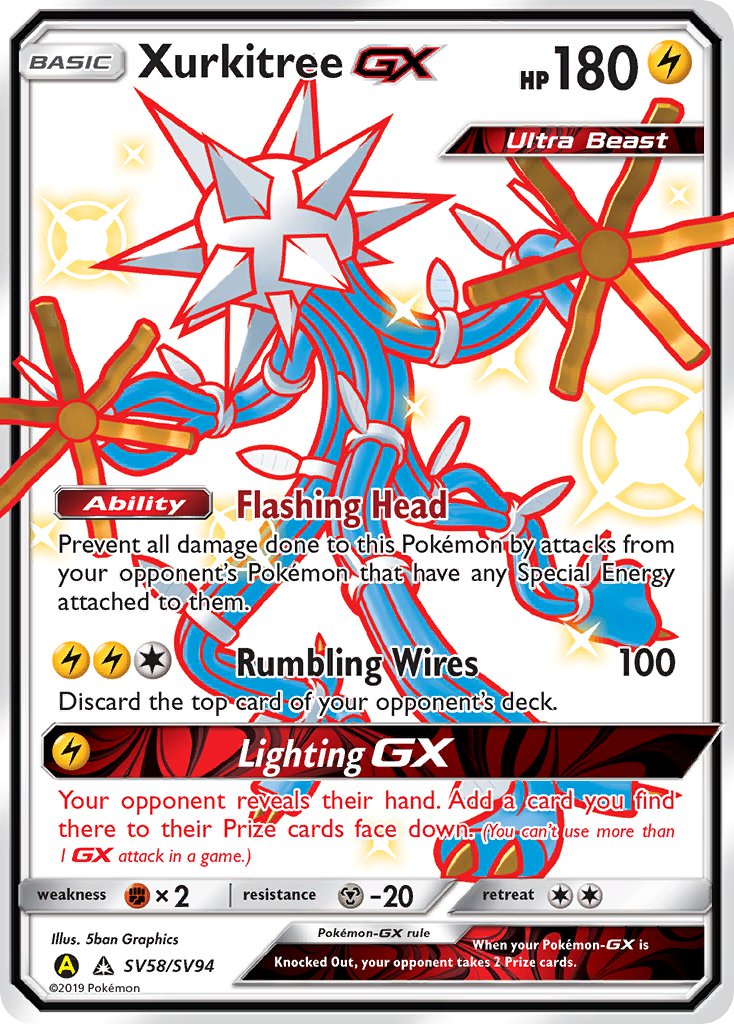 Xurkitree GX⁣ - Hidden Fates⁣ (Secret Rare)⁣ [SV58] English / Good / Normal