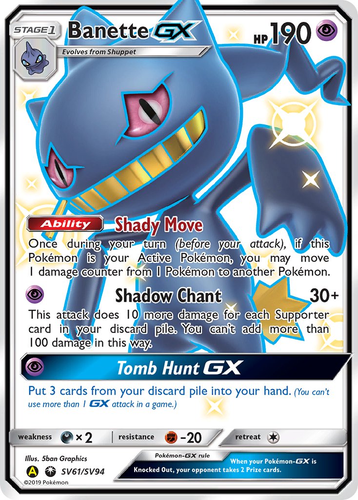 Banette GX⁣ - Hidden Fates⁣ (Secret Rare)⁣ [SV61] English / Near Mint / Normal