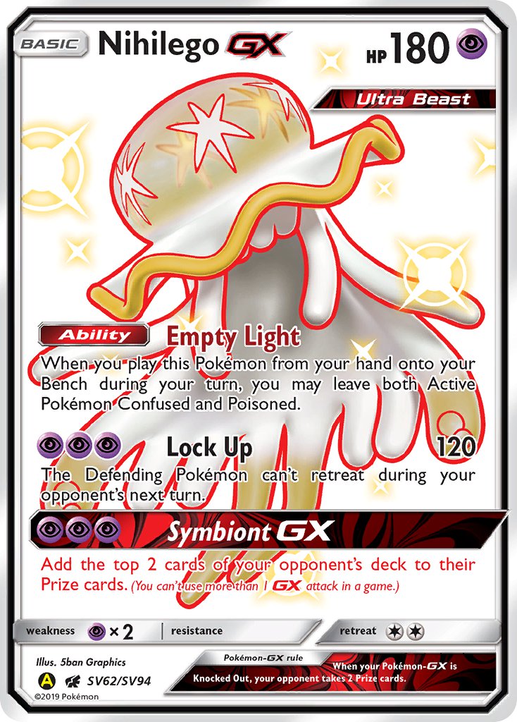 Nihilego GX⁣ - Hidden Fates⁣ (Ultra Rare)⁣ [SV62] English / Near Mint / Normal
