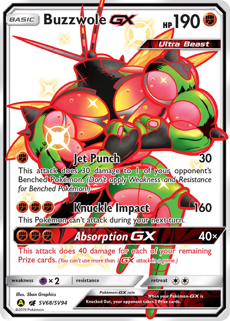 Buzzwole GX⁣ - Hidden Fates⁣ (Ultra Rare)⁣ [SV68] English / Near Mint / Normal