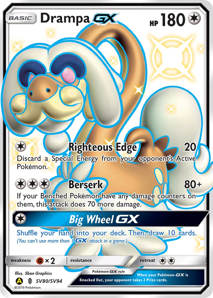 Drampa GX⁣ - Hidden Fates⁣ (Ultra Rare)⁣ [SV80] English / Excellent / Normal