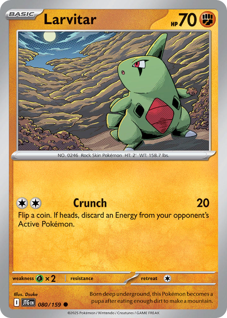Larvitar⁣ - Journey Together⁣ (Common)⁣ [080] English / Near Mint / Reverse-Holo Normal
