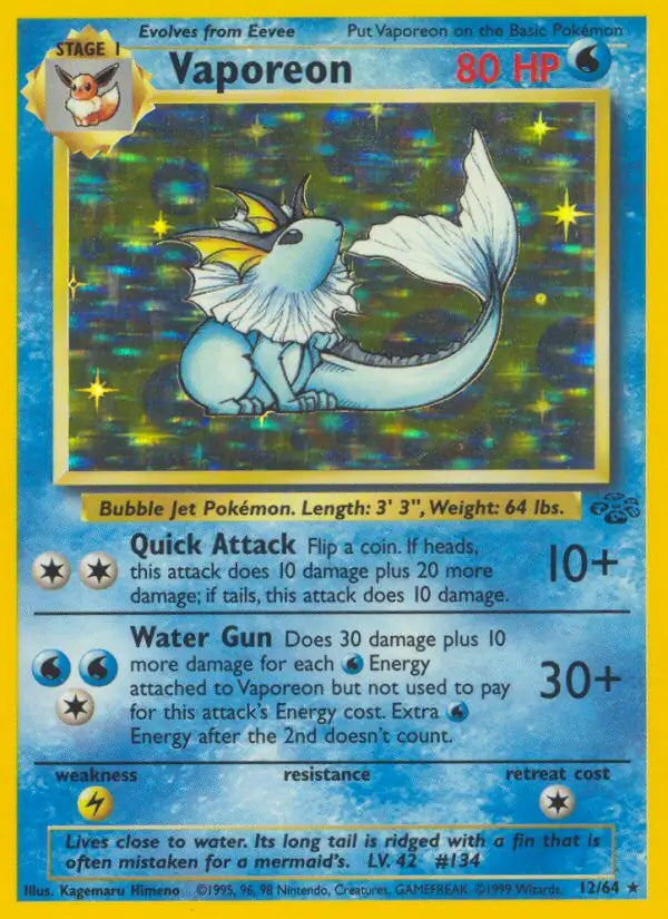 Vaporeon⁣ - Jungle⁣ (Holo Rare)⁣ [12] English / Light Played / Normal