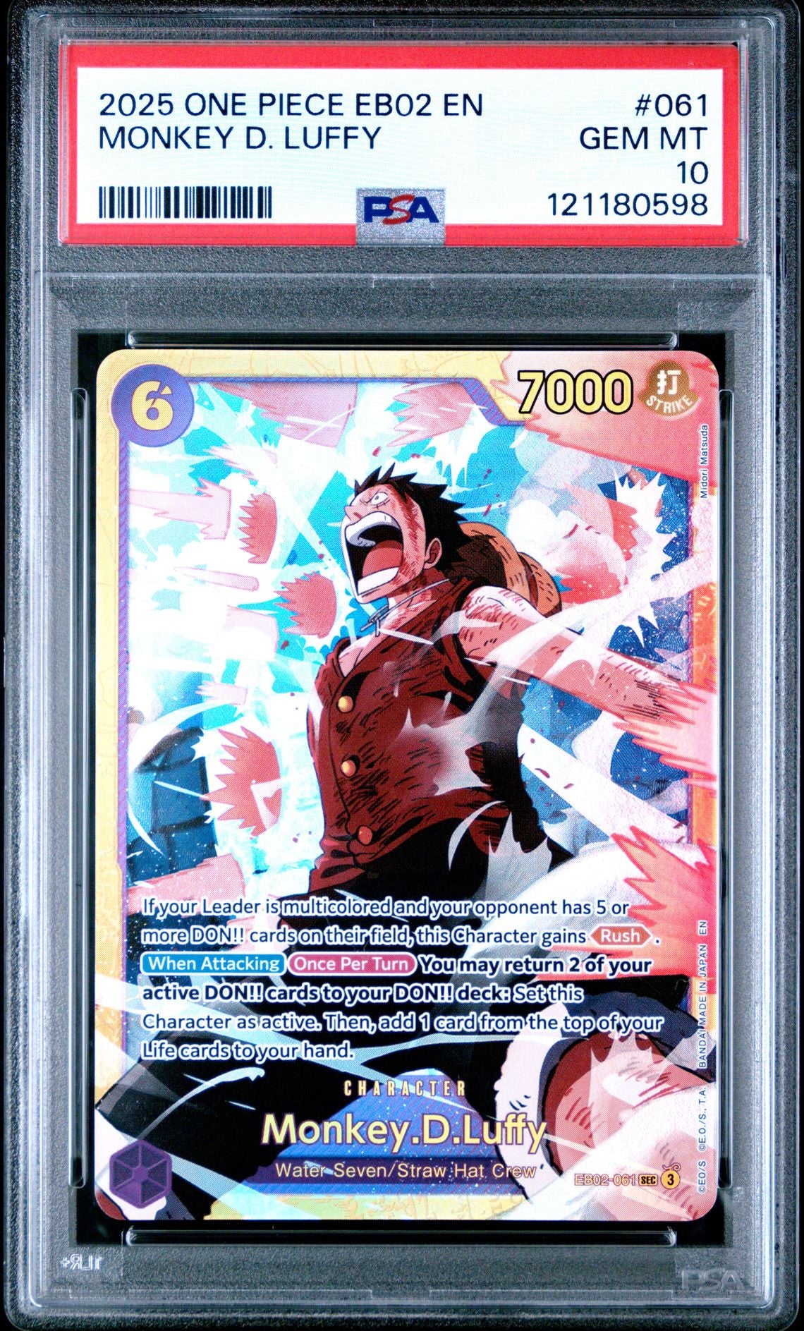 Monkey D. Luffy EB02-061 Anime 25th PSA 10 - forside