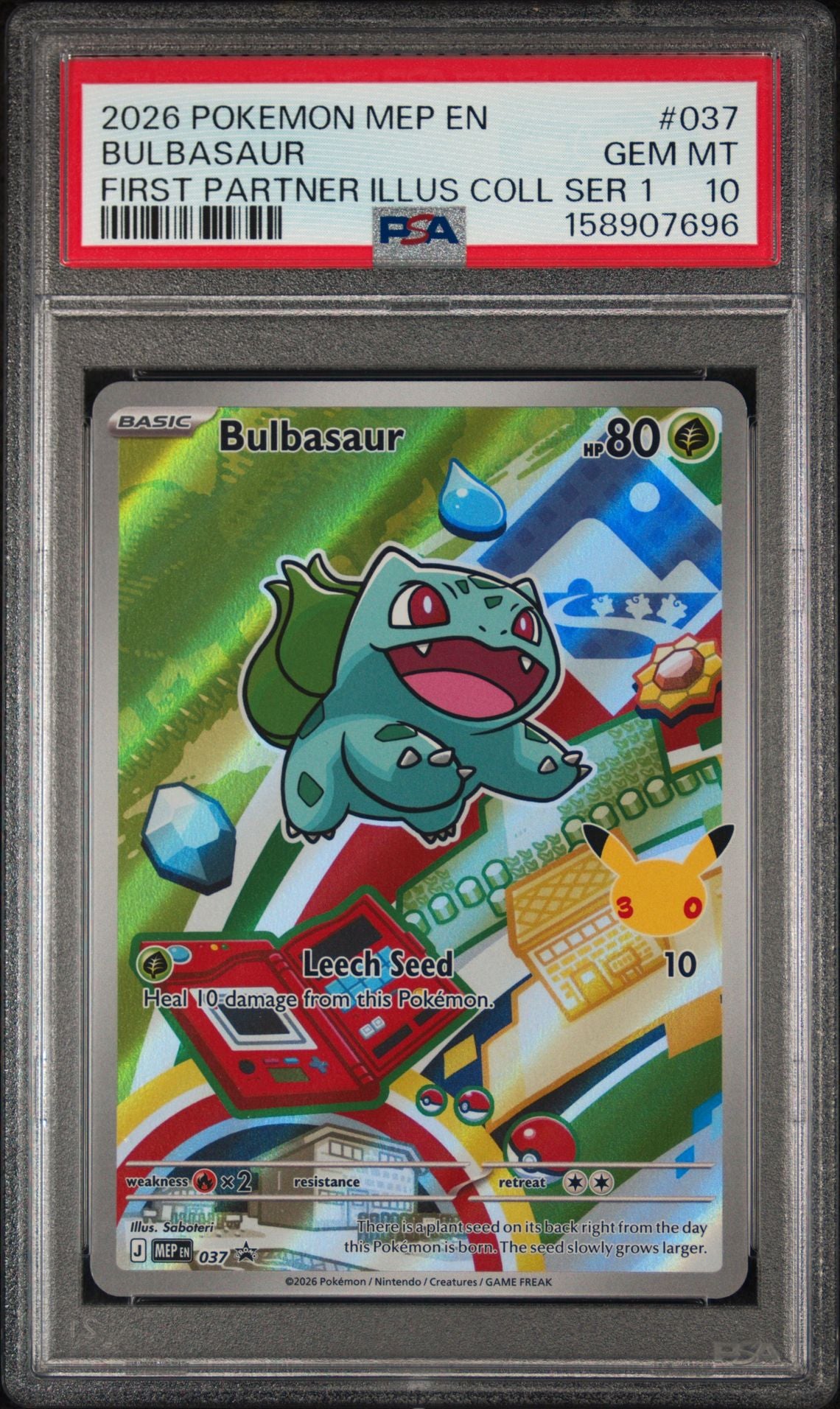 Bulbasaur #037 MEP Black Star Promos PSA 10 - forside