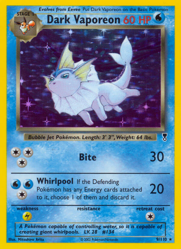 Dark Vaporeon⁣ - Legendary Collection⁣ (Holo Rare)⁣ [9] English / Light Played / PSA 3.0 Reverse-Holo Normal