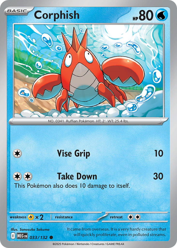 Corphish - Mega Evolution (Common) [MEG-033] English / Near Mint / Reverse-Holo Normal