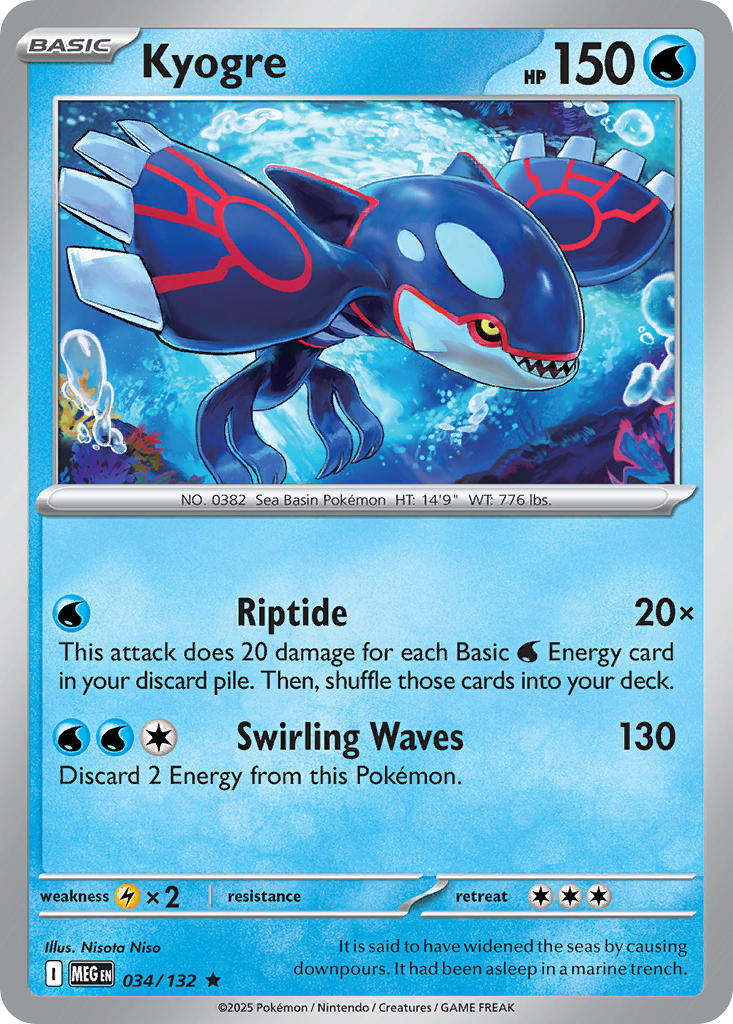 Kyogre - Mega Evolution (Rare) [MEG-034] English / Near Mint / Reverse-Holo Normal