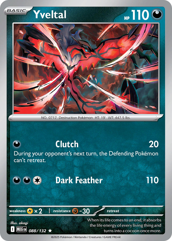 Yveltal - Mega Evolution (Rare) [MEG-088] English / Near Mint / Reverse-Holo Normal