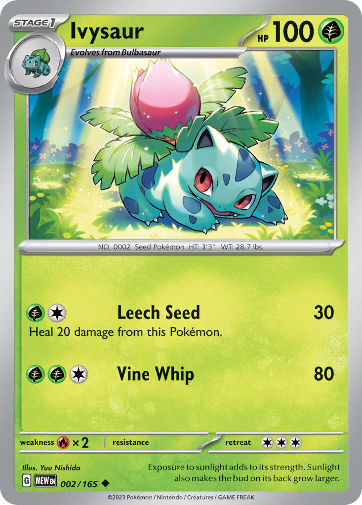 Ivysaur⁣ - 151⁣ (Uncommon)⁣ [002] English / Near Mint / Reverse-Holo Normal