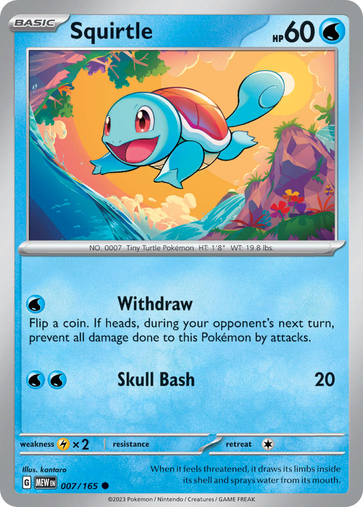 Squirtle⁣ - 151⁣ (Common)⁣ [007] English / Near Mint / Reverse-Holo Normal