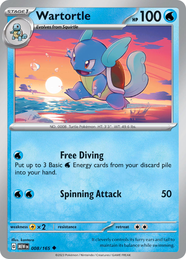 Wartortle⁣ - 151⁣ (Uncommon)⁣ [008] English / Near Mint / Reverse-Holo Normal