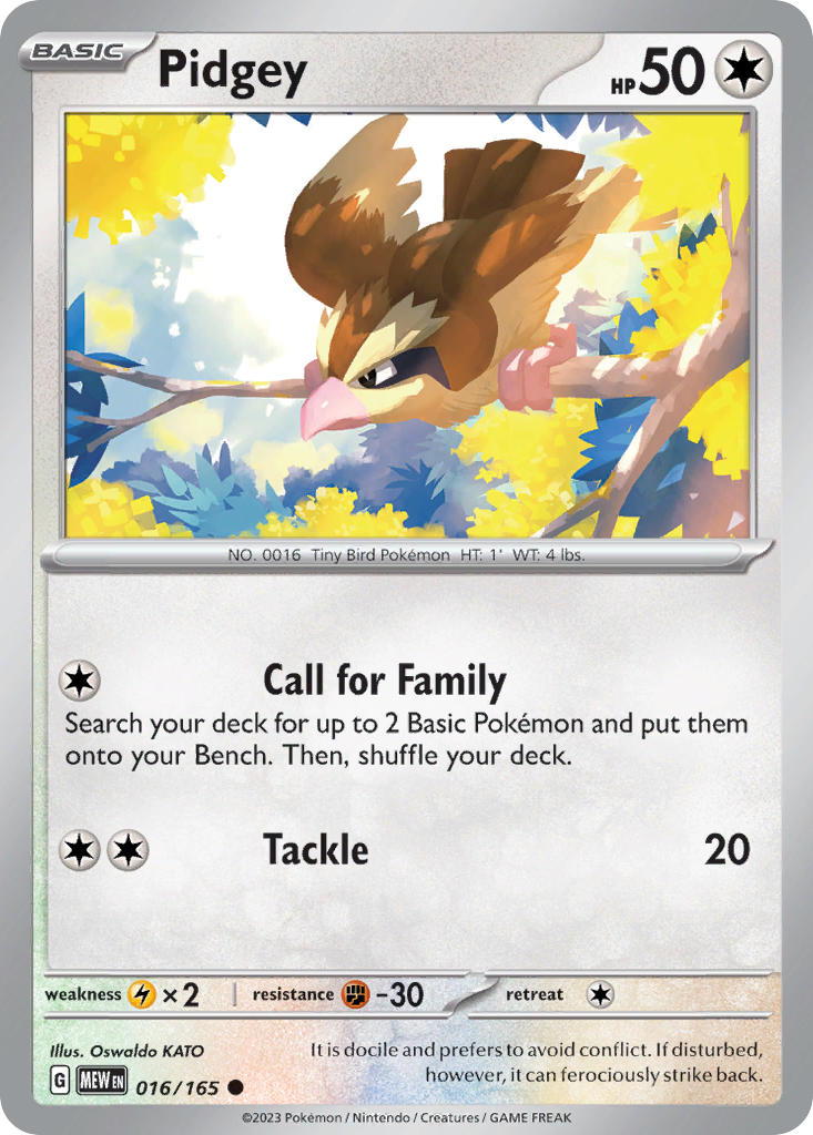 Pidgey⁣ - 151⁣ (Common)⁣ [016] English / Near Mint / Reverse-Holo Normal