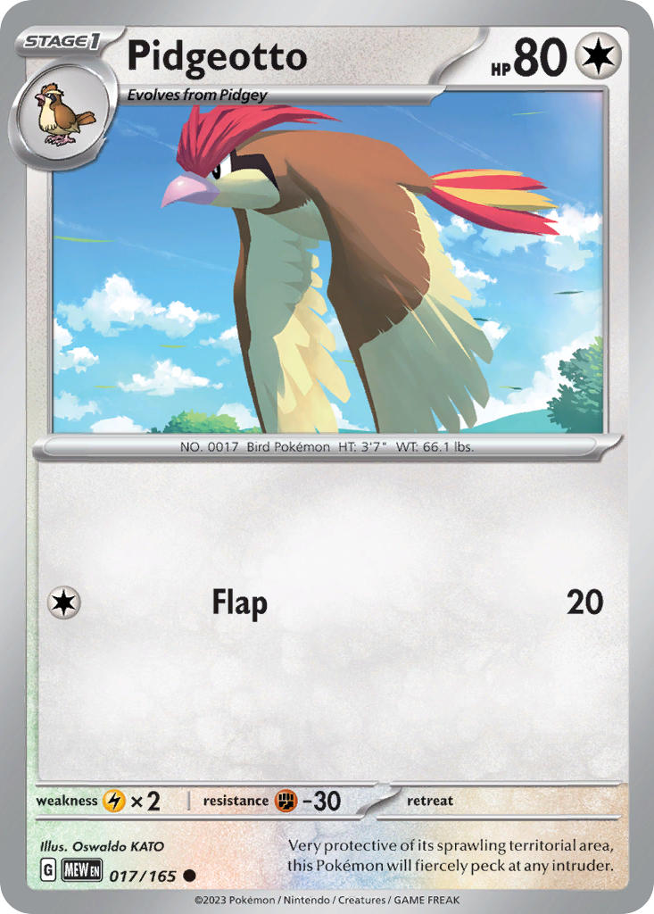 Pidgeotto⁣ - 151⁣ (Common)⁣ [017] English / Near Mint / Reverse-Holo Normal
