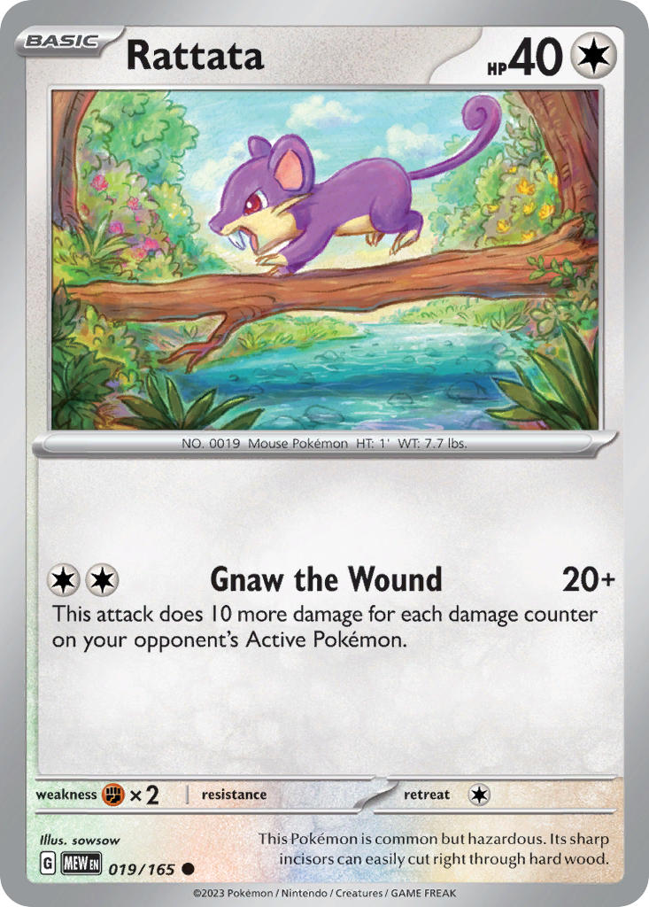 Rattata⁣ - 151⁣ (Common)⁣ [019] English / Near Mint / Reverse-Holo Normal