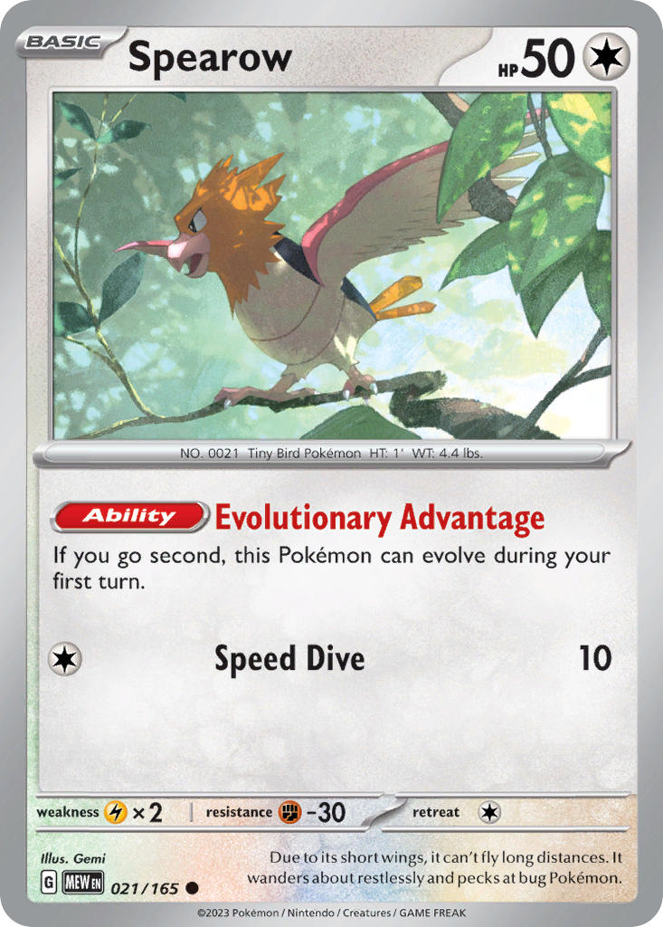 Spearow⁣ - 151⁣ (Common)⁣ [021] English / Near Mint / Reverse-Holo Normal
