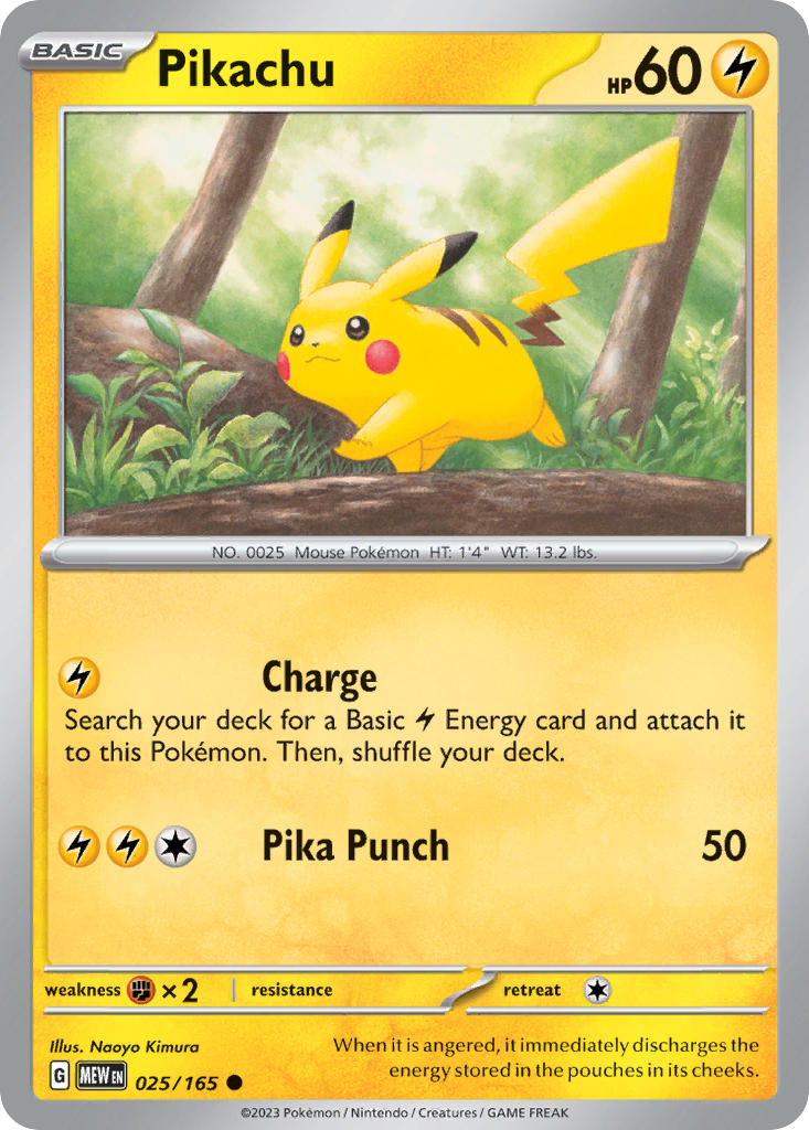 Pikachu⁣ - 151⁣ (Common)⁣ [025] English / Excellent / Reverse-Holo Normal