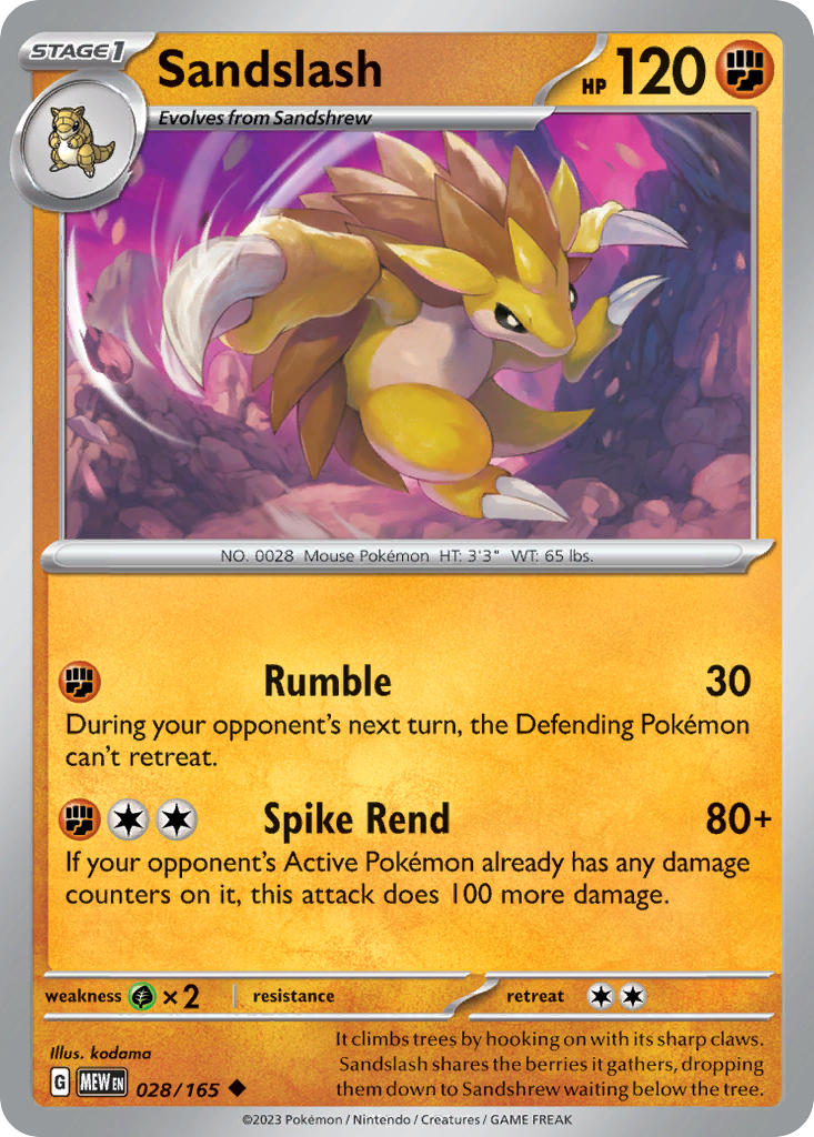 Sandslash⁣ - 151⁣ (Uncommon)⁣ [028] English / Near Mint / Normal