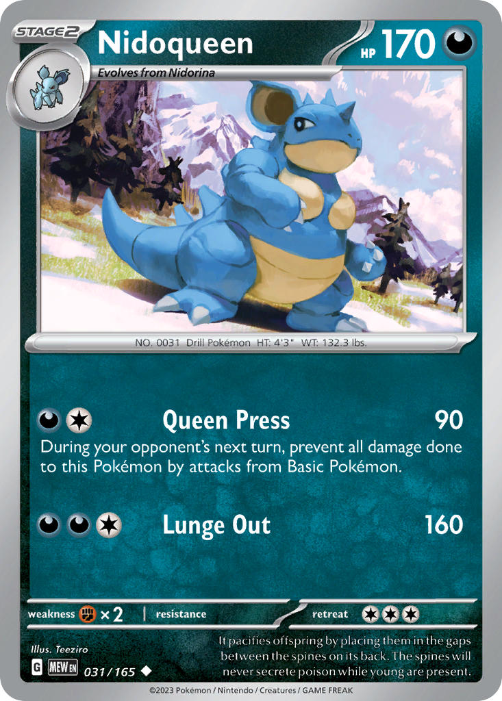 Nidoqueen⁣ - 151⁣ (Uncommon)⁣ [031] English / Near Mint / Reverse-Holo Normal