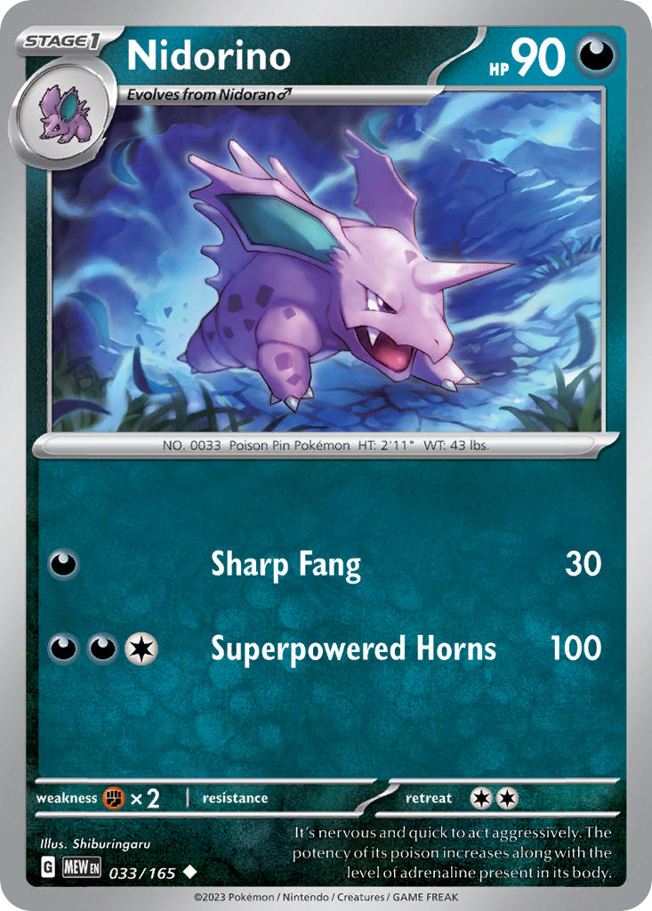 Nidorino⁣ - 151⁣ (Uncommon)⁣ [033] English / Near Mint / Normal