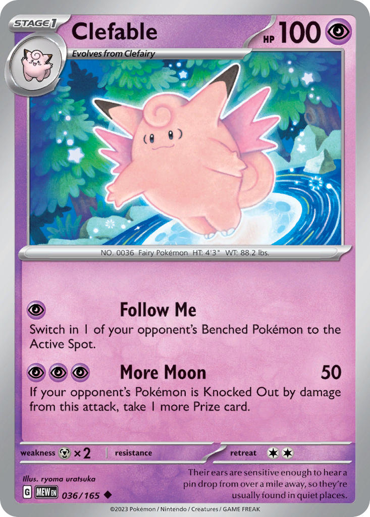 Clefable⁣ - 151⁣ (Uncommon)⁣ [036] English / Near Mint / Reverse-Holo Normal