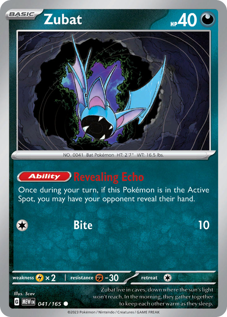 Zubat⁣ - 151⁣ (Common)⁣ [041] English / Near Mint / Reverse-Holo Normal